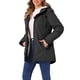thumbnail image 4 of Abrigo parka para mujer Inspire Chic con cinturón, bolsillos, mangas largas y capucha de piel sintética, color negro, 4 of 6