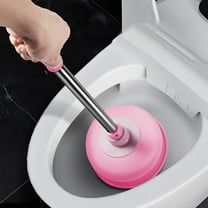 Gray Pink or Blue Household Toilet Plunger with Reinforced Cup for Powerful Unclogging