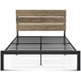thumbnail image 6 of Allewie Full Size Rustic Country Style Wooden Headboard Metal Platform Bed with Strong Metal Slats, Light Brown, 6 of 8