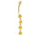 thumbnail image 1 of 14K Gold Belly Ring With Quadruple Citrine Dangle,14K Yellow Gold, 1 of 2