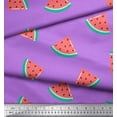 thumbnail image 2 of Soimoi Purple Poly Georgette Fabric Watermelon Fruits Fabric Prints By Yard 42 Inch Wide, 2 of 3