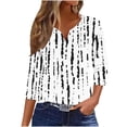 thumbnail image 2 of Babysbule 3/4 Sleeve Printed Thin Button-Down V-neck Blouse & Top, Women's, 2 of 6