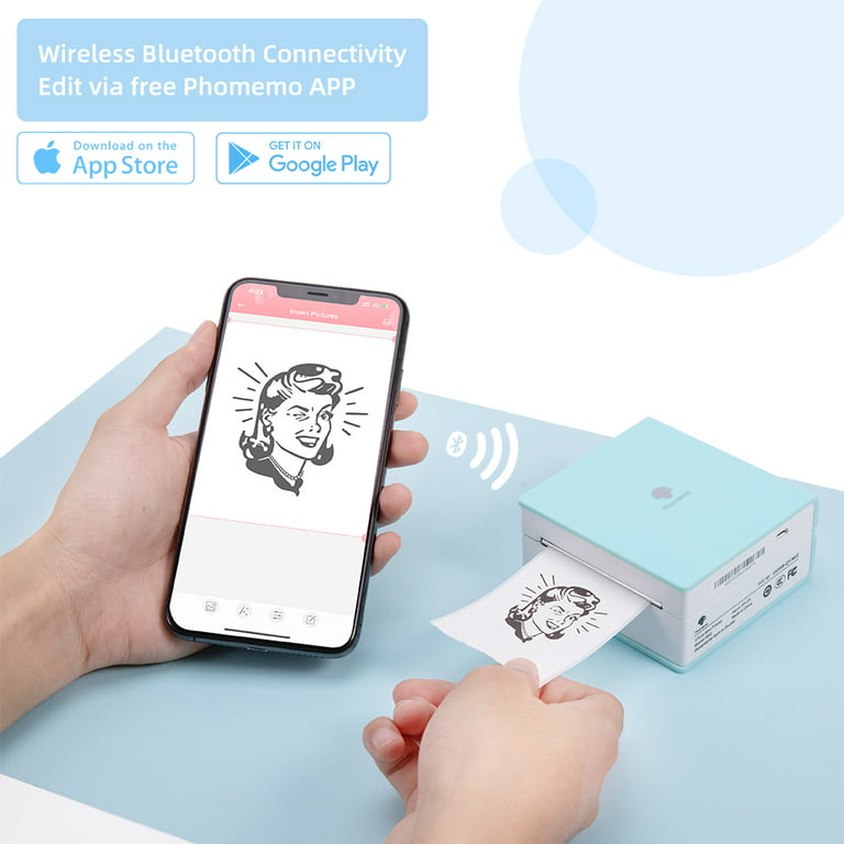 Phomemo Pocket Printer - M02 Mini Bluetooth Wireless Sticker Printer,  Compatible with iOS & Android, Thermal Mobile Printer for Fun, memo, to-do  List