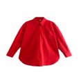 thumbnail image 1 of PENGXIANG Chemisier à Manches Longues pour Femmes Couleur Unie Col Rabattu Boutonné Coupe Ample Style Simple Décontracté, 1 of 6
