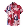 thumbnail image 5 of Lars Amadeus Men's Printed Button Down Short Sleeves Hawaiian Color Block Shirts, 5 of 6