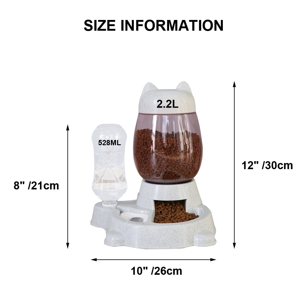 Birdsexy 2 in 1 Automatic Feeder Pet Stuff Dog Cat Drinking Bowl For Pets Water Drinking Feeder Storage Continuous Food Feeder for Pet Cat Dog - Gray