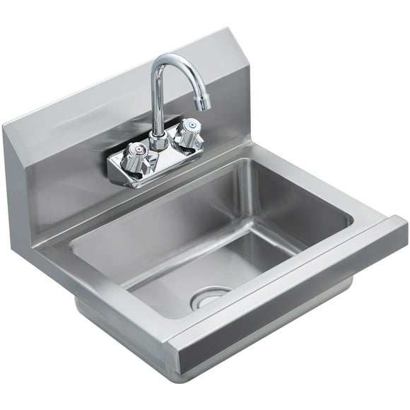KFFKFF Industrial Hand Wash Station with Tap, Certified Stainless Steel Basin for Cleaning, Wall-Fixed Utility Basin for Eatery, Cooking Area, Pub, Garage and Residence
