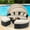 Beige, variant on Walsunny Patio Furniture Outdoor Round Daybed with Retractable Canopy Wicker Rattan, Seating Separates Cushioned Seats