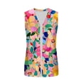 thumbnail image 6 of Chiccall Women's Floral Print Sleeveless Vest Cardigan Open Front V Neck Long Line Layering Waistcoat with Side Pockets, 6 of 8