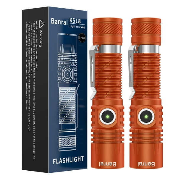 Linterna táctica Banral K518 recargable de altos lúmenes naranja