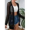 thumbnail image 5 of Women'S Summer Crochet Cardigan Sweater Long Sleeve Open Front Boho Cover Up Black L, 5 of 8