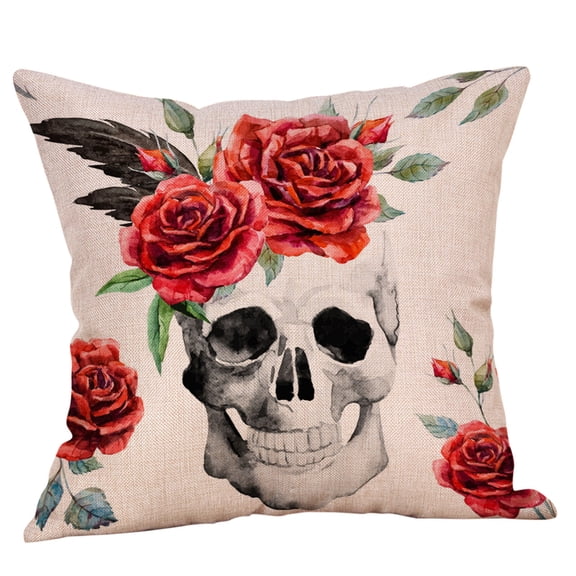 Halloween Pillow Covers 18x18 Inch Vintage Spooky Horror Print Halloween Decoration Gothic Throw Pillows for Couch Living Room Sofa Party