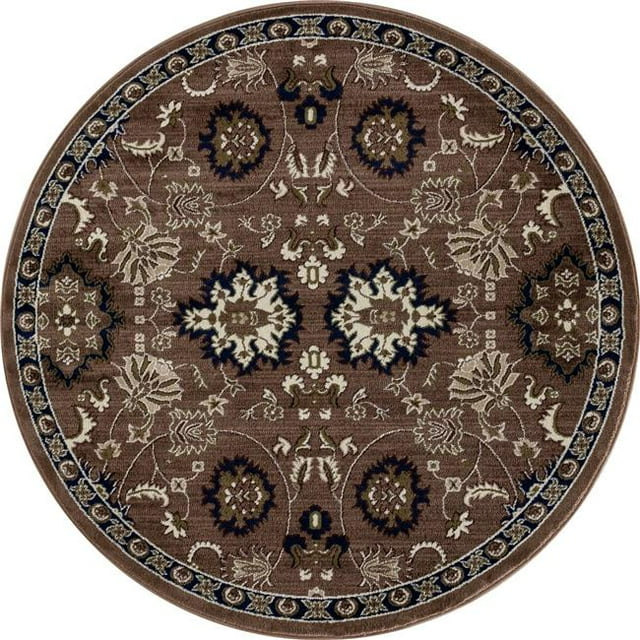 Art Carpet 21216 5 ft. Arbor Collection Bouquet Woven Round Area Rug, Brown
