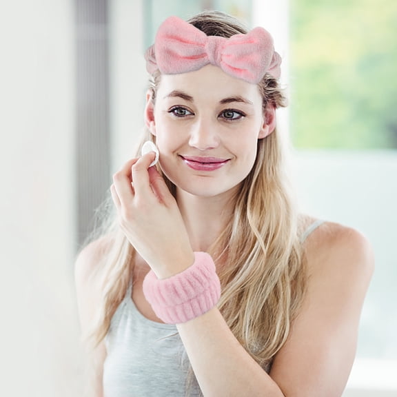 Facial Washing Bracelet, Absorbent Wristbands, Soft Coral Fleece Hair and Wrist Strap for Splash Protection, Elastic Comfortable Breathable Reusable Sweat Absorbing Bands for Yoga Exercise Daily Use