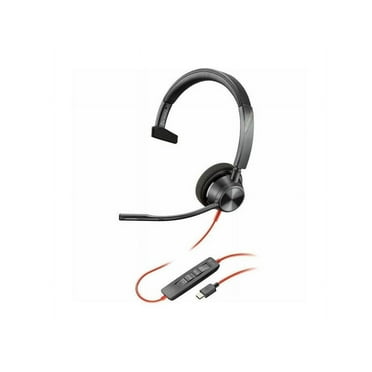 Poly Blackwire 3310 Monaural USB-C Headset  USBC/A Adapter - Mono - USB Type C, Mini-phone (3.5mm) - Wired - 32 Ohm - On-ear - Monaural - Ear-cup - 7 ft Cable - Omni-directional Microphone - Black