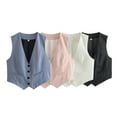 thumbnail image 3 of WOLLED Women's Slim Fit Vest Summer Casual Sleeveless Waistcoat with Short Blouse Design S-L, 3 of 9
