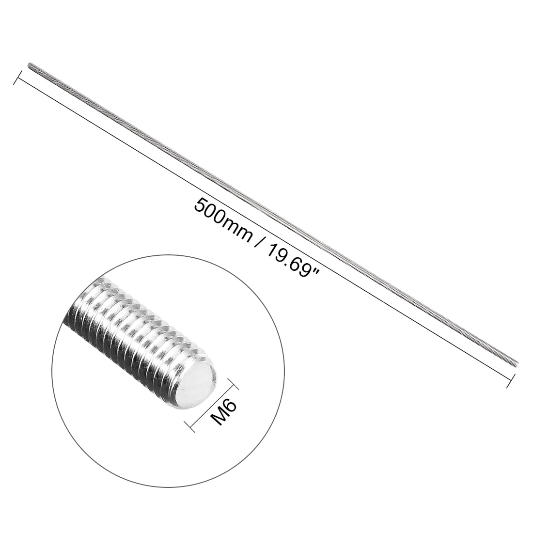 Unique Bargains Right Hand Thread 304 Stainless Steel Fully Threaded Rod M6 Dia