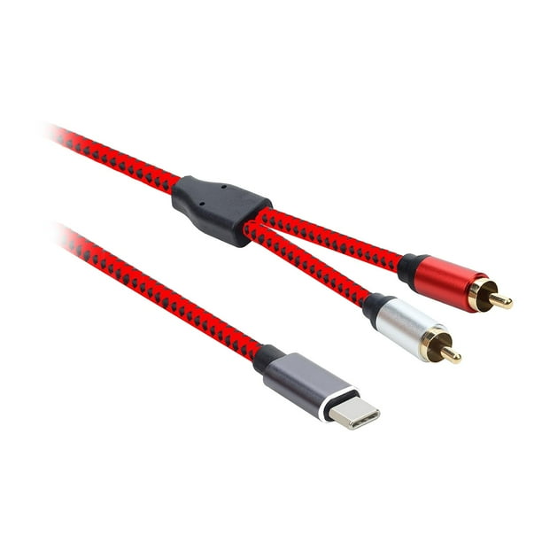Cable divisor de audio tipo C macho a 2 RCA macho, diseño delicado y duradero para 3 metros