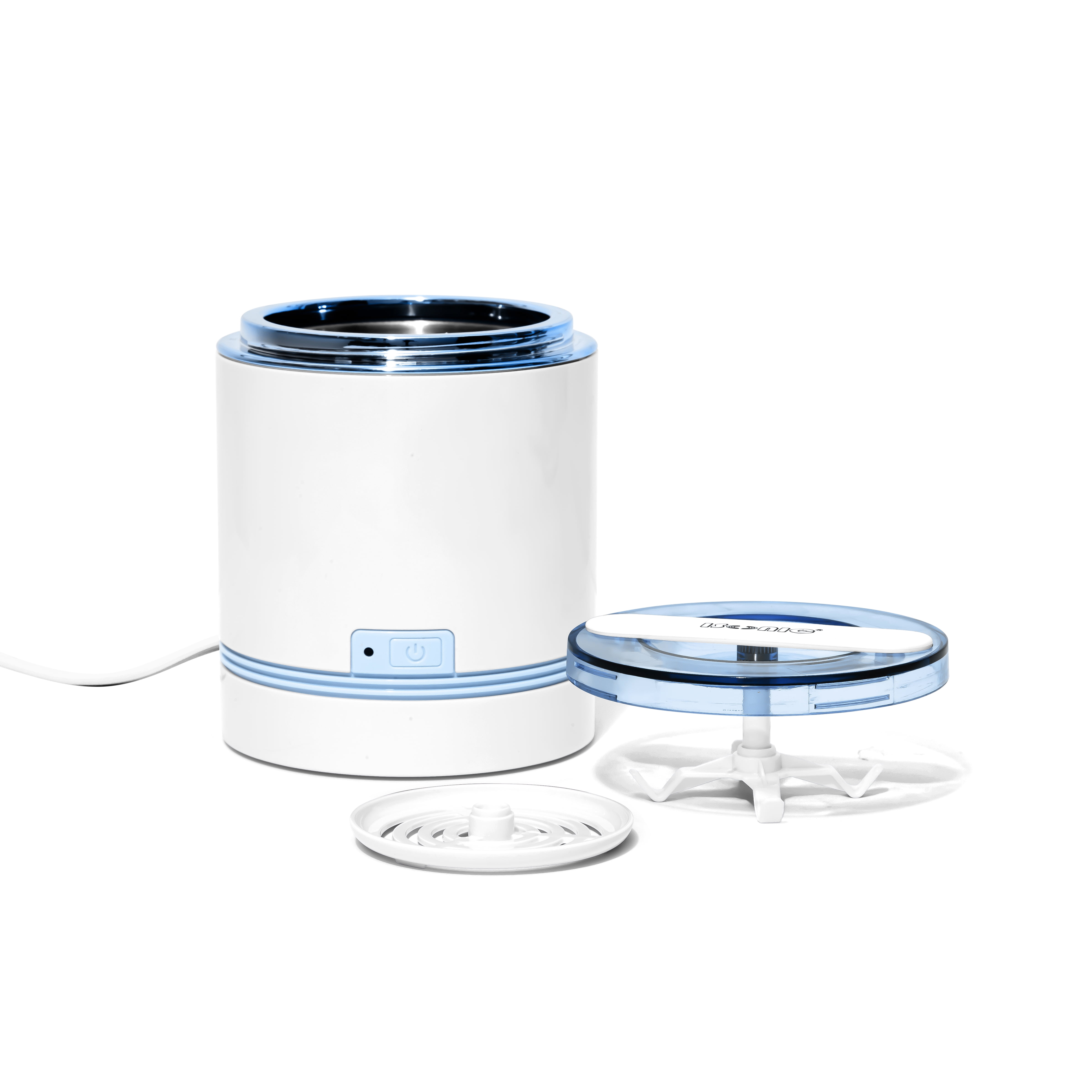 iSonic D1800-WS Compact Ultrasonic Jewelry Cleaner Machine for Rings, Necklaces, Watches, and Small Jewelry, White/Sapphire Blue
