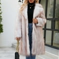 thumbnail image 5 of plus size jackets for women,Beige Faux Fur Soft Coats for Women Winter Lapel Cardigan Shaggy Outerwear Warm Chunky Long Jackets with Pockets, 5 of 6