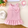 thumbnail image 2 of MIXUE Baby Girls Casual Dresses Summer Solid Color Crew Neck Bowknot Sleeveless Ruffled A Line Princess Dance Party Dress Outwear,Pink,9-12 Months, 2 of 9