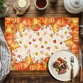 thumbnail image 4 of Thanksgiving Pumpkin Placemats Set of 4 Fall Deciduous Retro Beige Texture Heat Insulated Linen Place Mats, Washable Stain-Proof Table Mats for Dining Tables Holiday Decor 13x19inch, 4 of 9