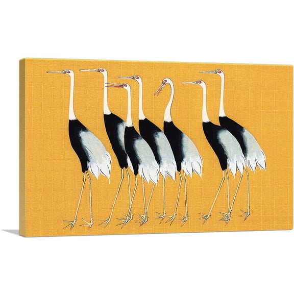 ARTCANVAS Japanese Red Crown Crane Canvas Art Print by Ogata Korin - Size: 26" x 18" (0.75" Deep)