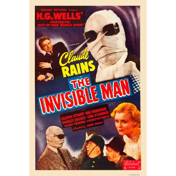 Invisible Man Movie poster Metal Sign 8inx 12in Print on Metal 8x12 Square Adults Metal Prints