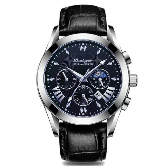 POEDAGAR New Fashion Mens Watches Black Leather Waterproof Luminous Top Brand Luxury Quartz Wristwatch Military Watch Clock