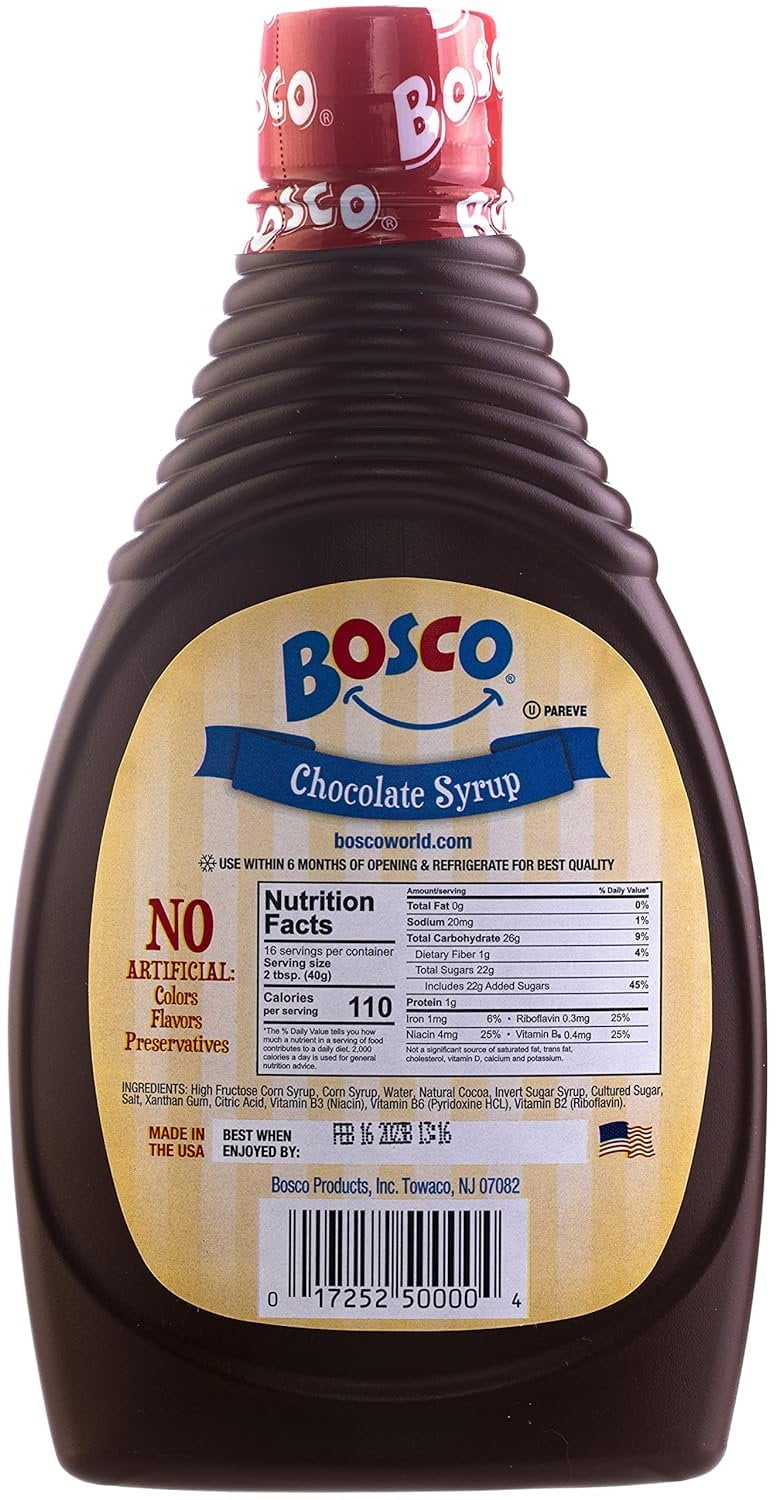 The Original Bosco Chocolate Syrup - 22 oz Squeeze Bottle all nature