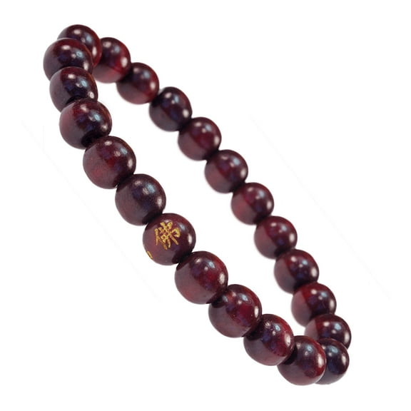 8mm Tibetian Red Wood Buddhist Mala Prayer Stretch Bracelet Chinese Calligraphy Buddhist Prayer Beads Stretch Bracelet, Protection, Ideal Meditation Accessory