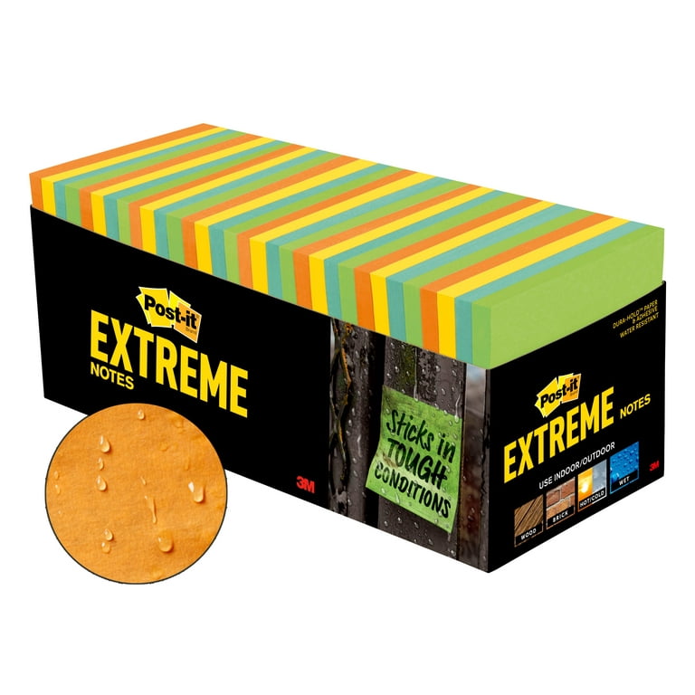 Post-it Extreme Notes Water-Resistant Self-Stick Notes, Orange, 3