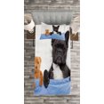 thumbnail image 4 of Animal Bedspread, French Bulldog Sleeping with Teddy Bear in Cozy Bed Best Friends Fun Dreams Image, Decorative Quilted 2 Piece Coverlet Set with Pillow Sham, Twin Size, Blue Brown, by Ambesonne, 4 of 4
