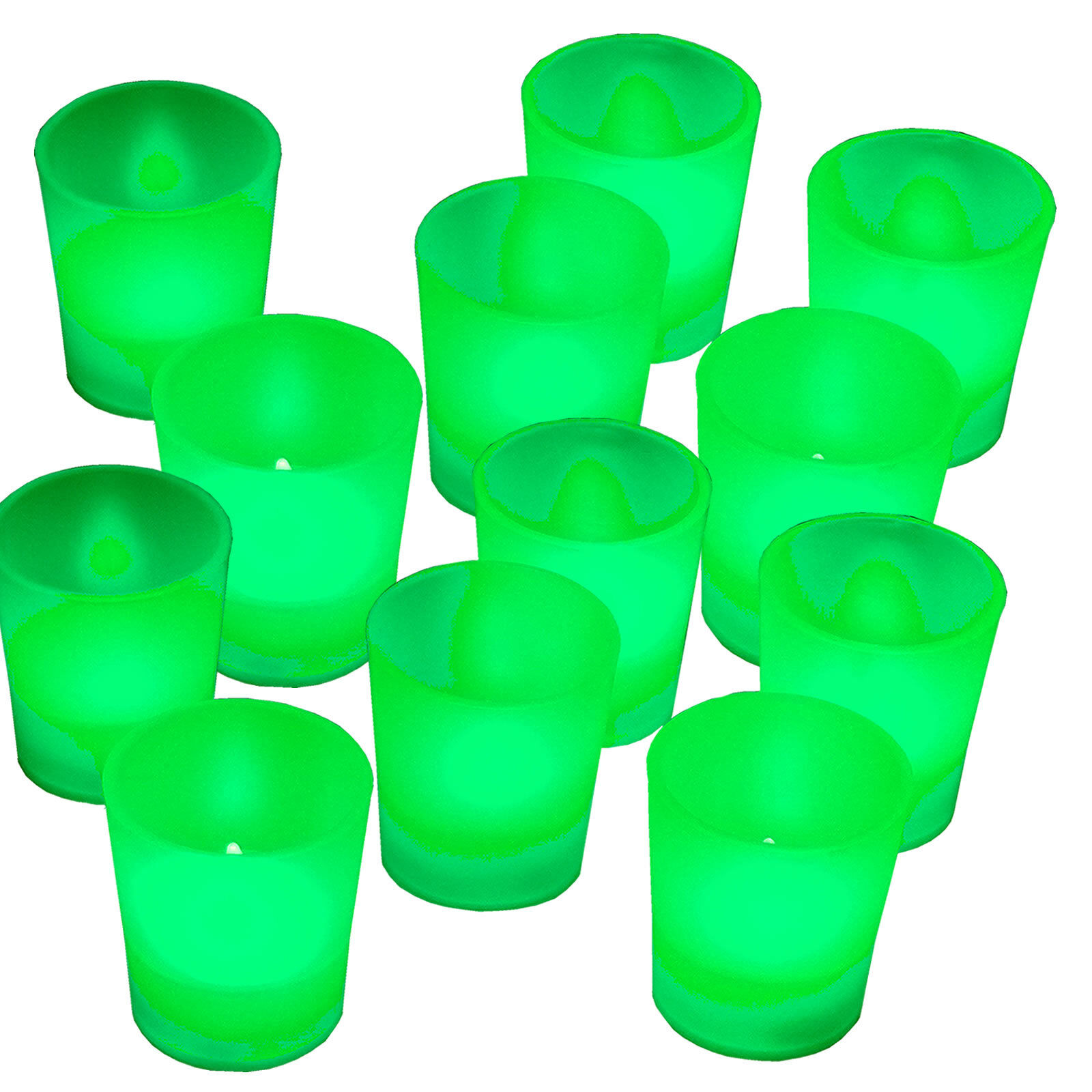 12 X GREEN Mood Color Flameless Led Lights Votive Candle Tea Light Candles