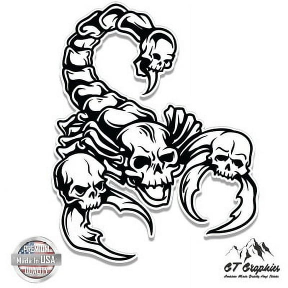 Scorpion Skulls - 3" Vinyl Sticker - For Car Laptop I-Pad Phone Helmet Hard Hat - Waterproof Decal