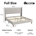 thumbnail image 3 of Frostbloom Full Size Platform Bed Frame, Linen Upholstered Wingback Headboard, Beige, 3 of 7