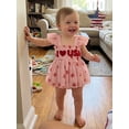 thumbnail image 4 of BemeyourBBs Newborn Baby Girl 4th of July Romper Dress Outfit Patriotic Independent Day Summer Smocked Dress Cute I Love USA Letters Embroidery Flying Sleeve Star Print Tulle Tutu Dress Playsuit, 4 of 9