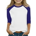 thumbnail image 2 of dazeni Girls Raglan 3/4 Sleeve Tee Patchwork Drop Shoulder Blouse Fashion Fall Outfits for Park 3-14 Years, 2 of 6