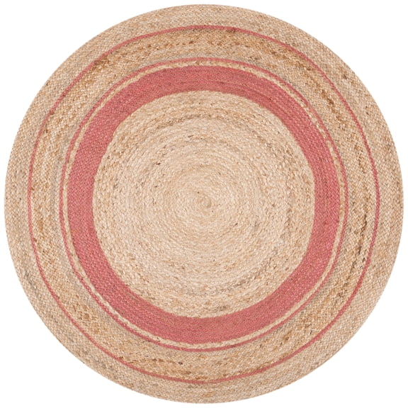 Safavieh Natural Fiber Konnor Striped Area Rug, Pink/Natural, 3' x 3' Round