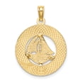 thumbnail image 4 of 14K Yellow Gold Polished Textured Finish TURKS & CAICOS Circle Design with SailBoat Charm Pendant, 4 of 4