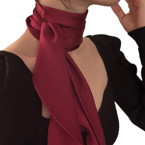 CAIROYAR Bufanda larga y estrecha para mujer, color gasa, seda, corbata, gargantilla, cinta para la cabeza, RÁPIDO