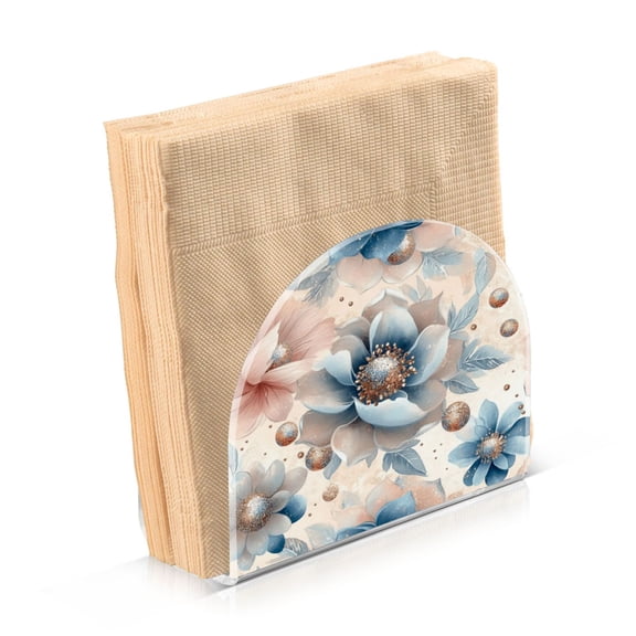 Standing Dining Table Napkin Holder, Napkin Holder for Table Kitchen Acrylic Paper Tissue Organization, Large Glitter Flowers