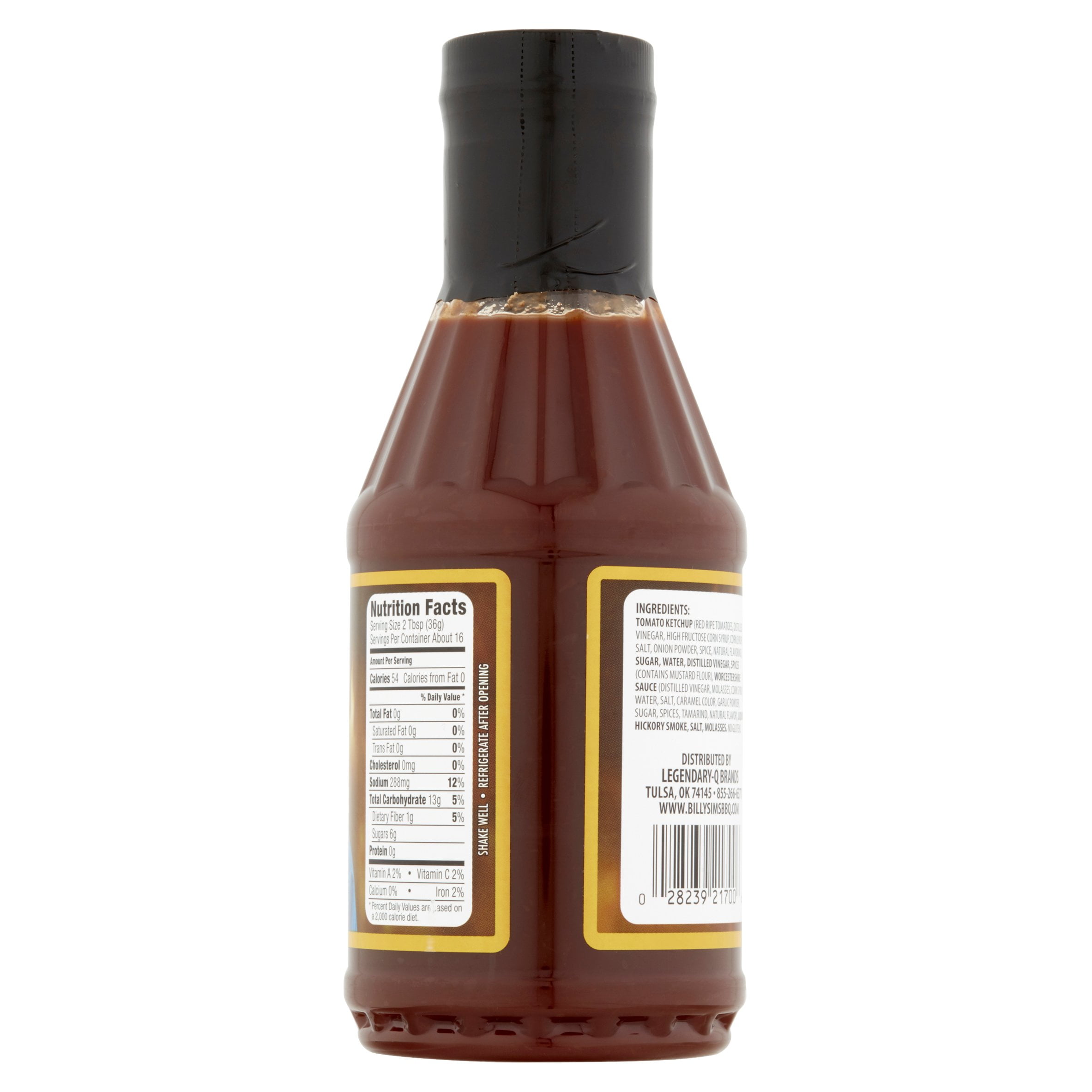 Billy Sims Oklahoma Original Sweet & Mild Barbecue Sauce, 20 oz, Gluten Free, Contains Soy, No High Fructose Corn Syrup