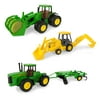 Replica Toy Tractor Value Set - Tractor, Row Crop Tractor & Bale Backhoe, 3 Piece
