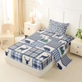 thumbnail image 2 of Manfei Wild Animal Deer Plaid Twin Sheets,Navy Check Pine Bedding,3pcs,1 Fitted Sheet and 1 Pillowcase, 2 of 6