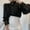 #070-Black, variant on Long Sleeve Shirts for Women Lace Trim Shirts Solid Color Lace Neckline Button Tops Gifts for Women