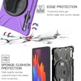 thumbnail image 5 of Dteck Rugged Case For Samsung Galaxy Tab S7 Plus 12.4-inch SM-T970 T975 T976, Heavy Duty Three Layer Rugged Hybrid Shockproof Case with 360 Rotating Stand / Hand Strap, Purple, 5 of 7