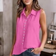 thumbnail image 2 of Women Collared Button down Blouse Sleeveless Cotton Linen Casual Loose Fit Tank Tops Dressy Business Casual Summer Shirts XXL, 2 of 8
