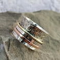 thumbnail image 3 of Silver Meditation Ring - Spinning Ring - Fidget Spinner Ring - Worry Ring - Statement Ring - Mixed Metal Spin Ring - Engraved Ring Jewelry, 3 of 9