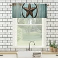 thumbnail image 3 of Western Texas Star Window Valances Vintage Brown Blue Wooden Boards Rod Pocket Valances for Kitchen, Bathroom, Living Room 54x18inch(1Pcs), 3 of 5